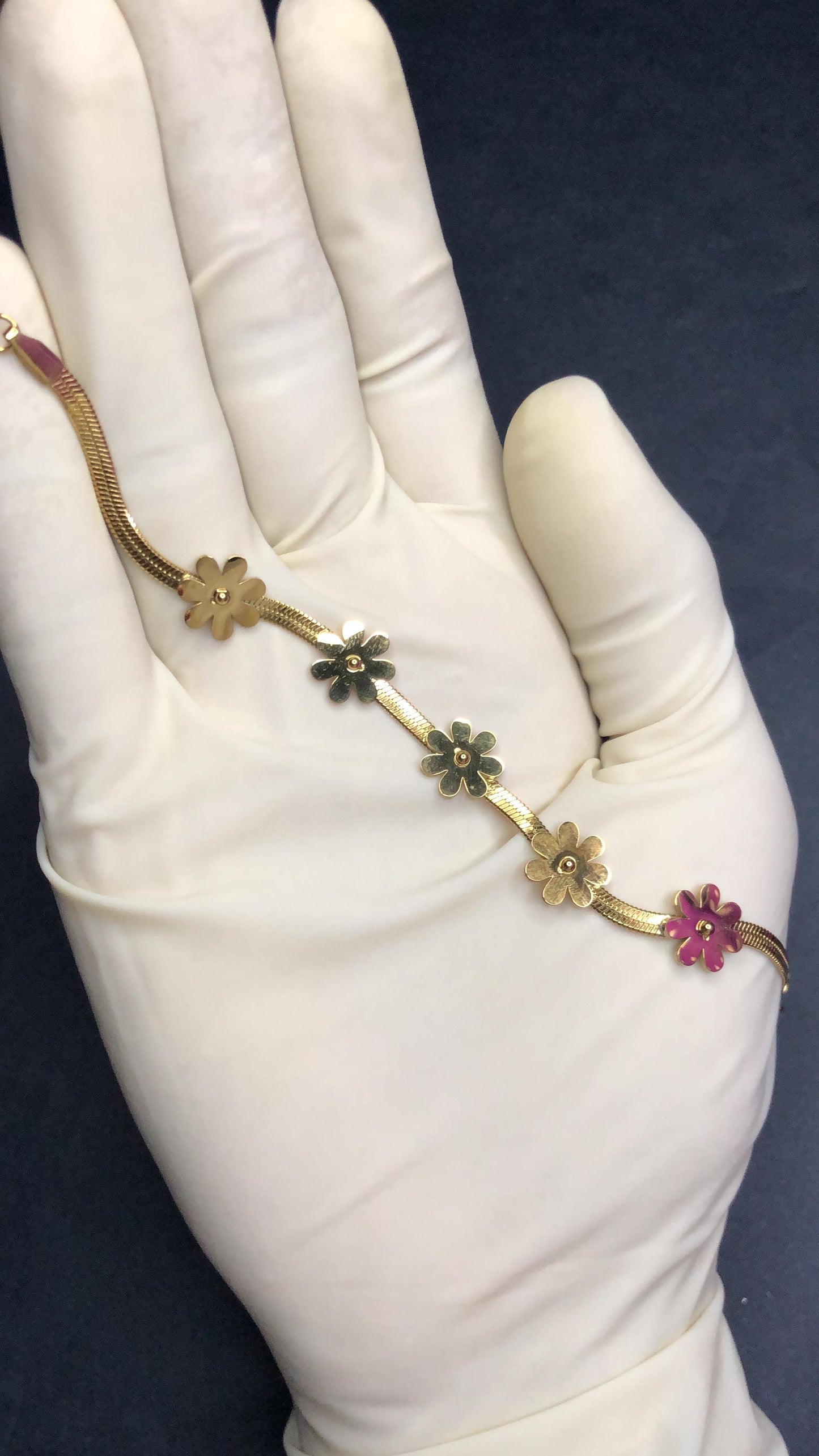 Golden Flowers with Snake Chain
