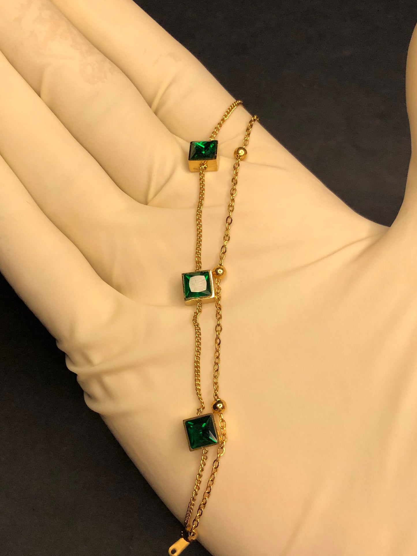 Gold Brcelet with Emerald Green Accents