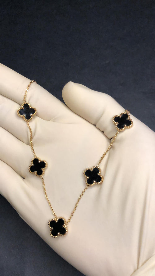 4 Leaf Clover  Reversible Necklace (Black)