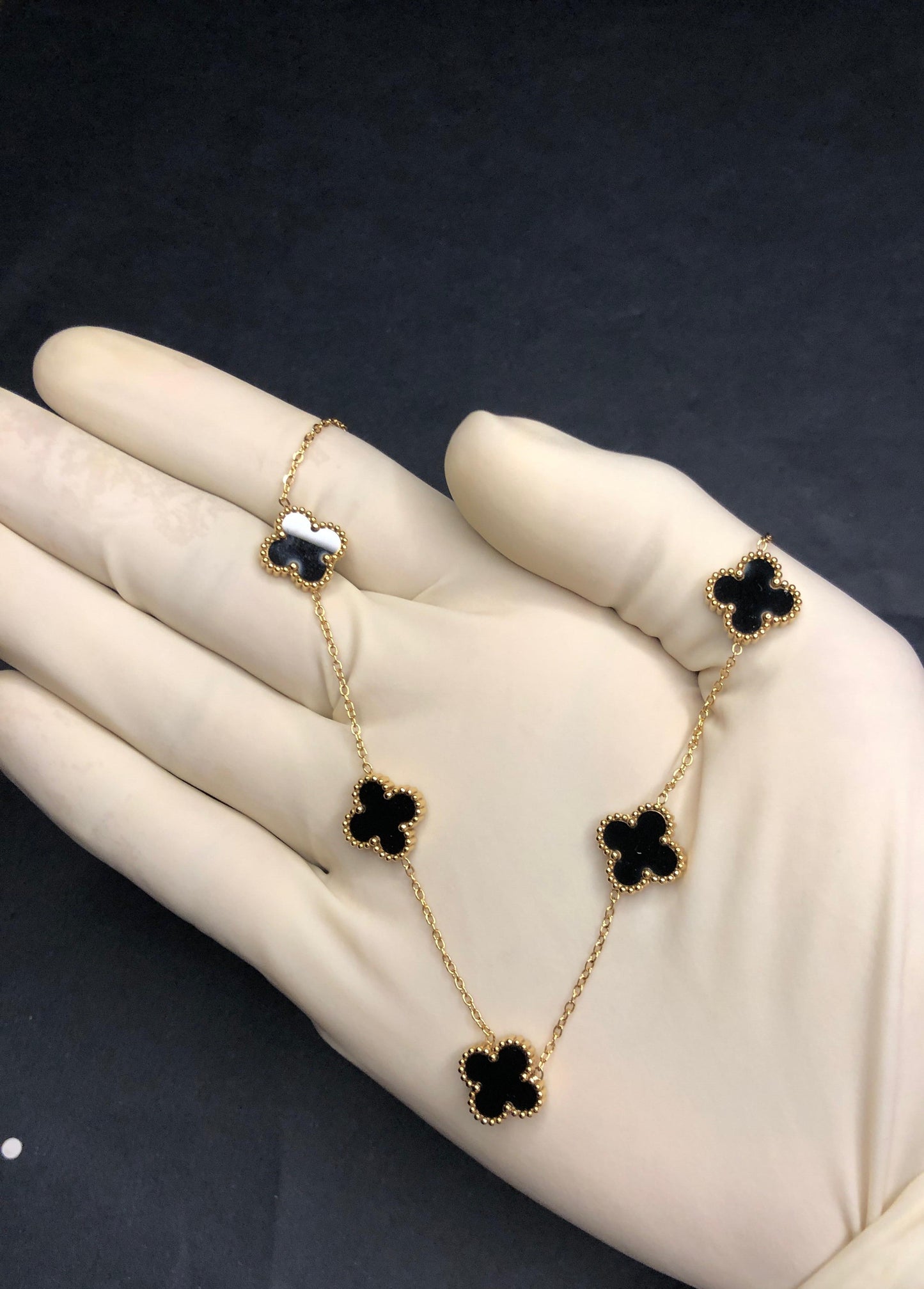 4 Leaf Clover  Reversible Necklace (Black)
