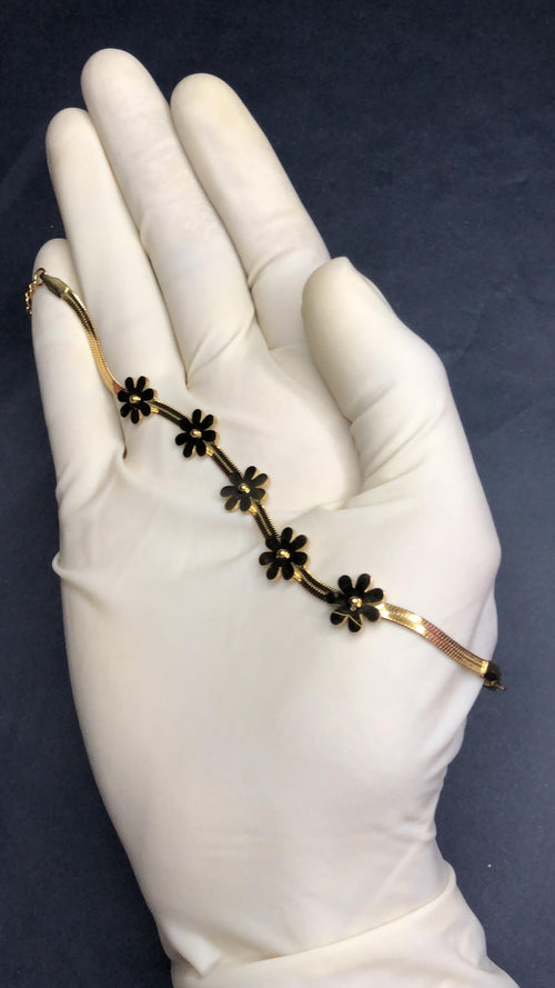 Golden Flowers with Snake Chain