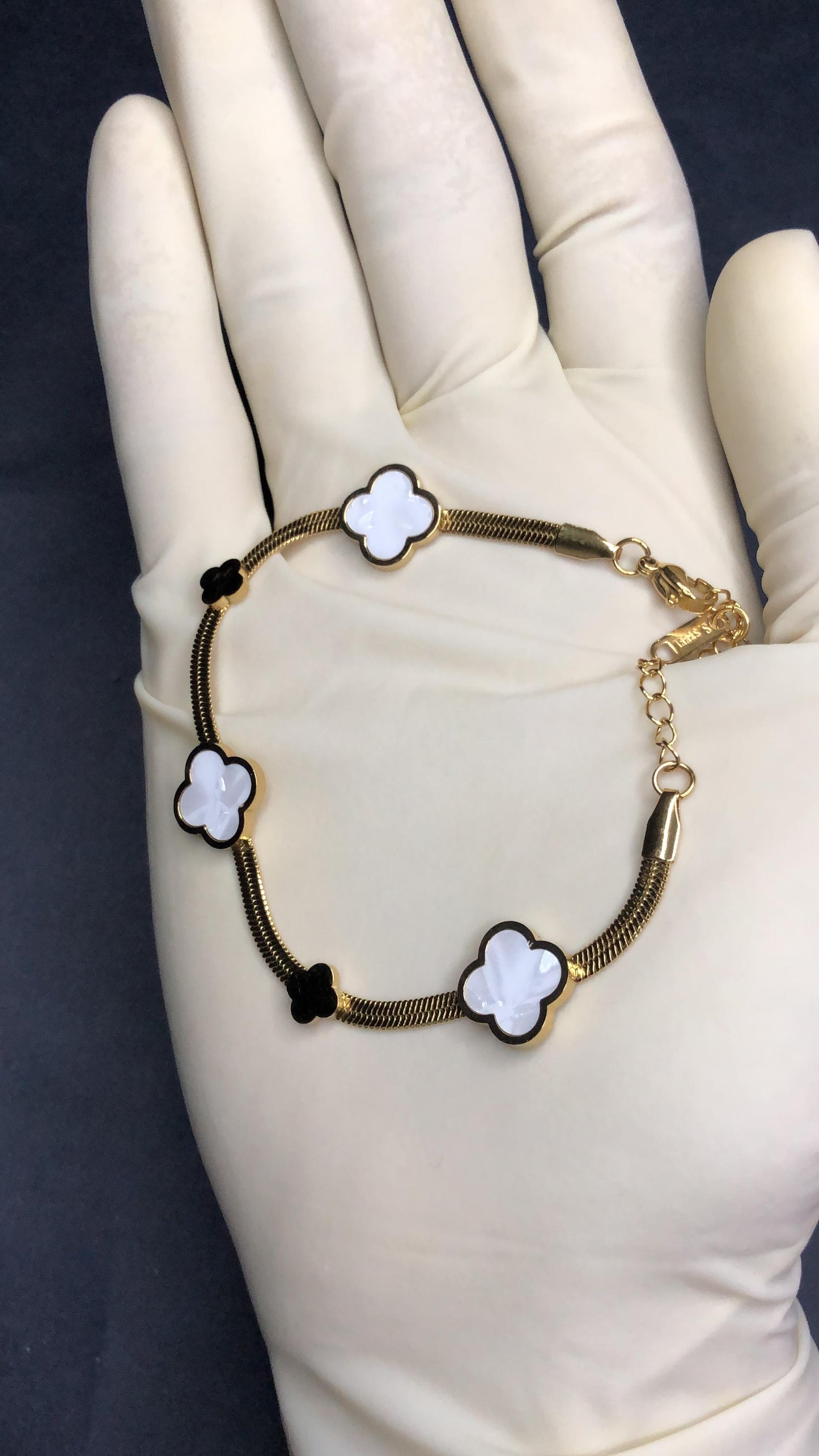 Golden Snake with white Beads