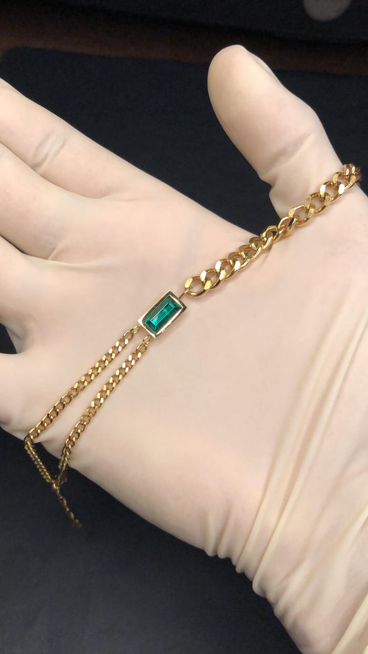 Green Crystal Crown Bracelet