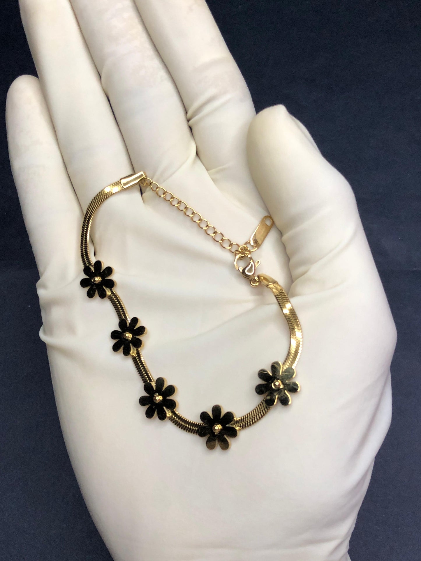 Golden Flowers with Snake Chain