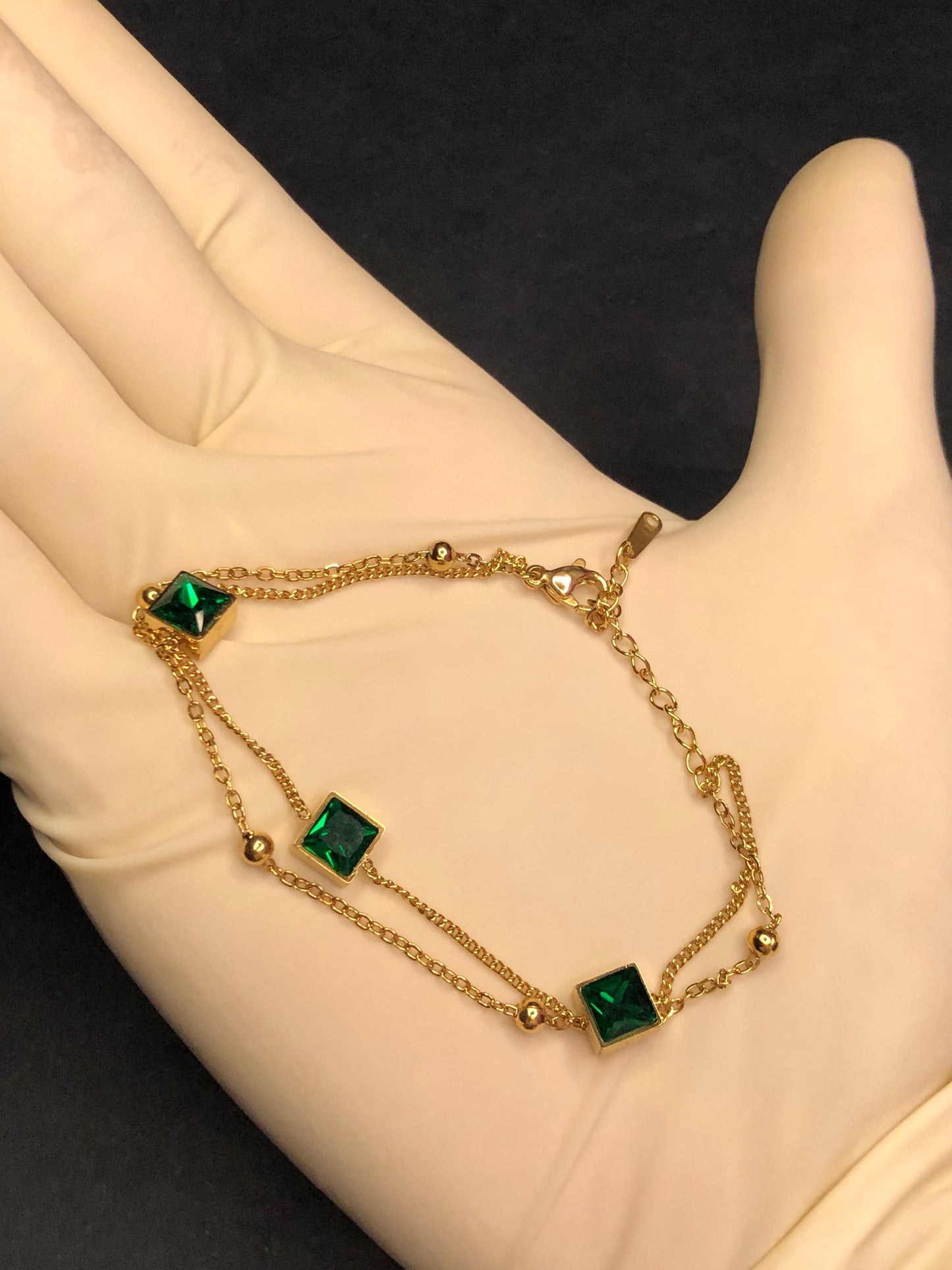 Gold Brcelet with Emerald Green Accents