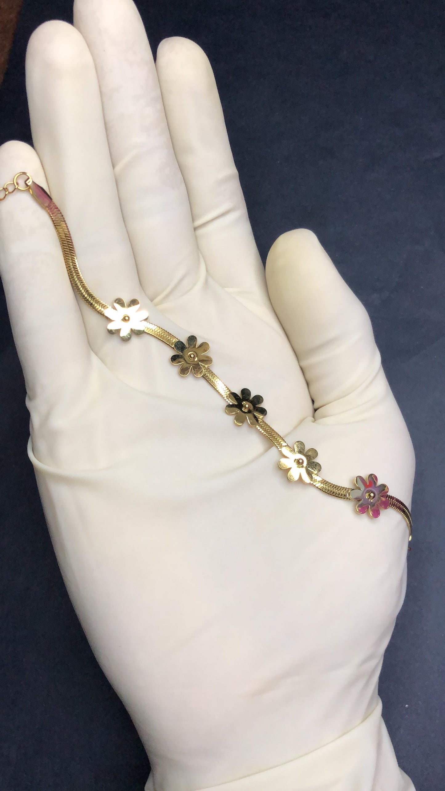 Golden Flowers with Snake Chain